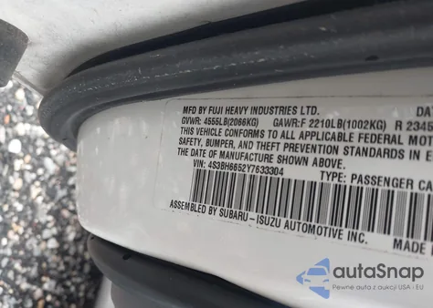 2000 Subaru Outback z USA, uszkodzony, nr VIN 4S3BH6652Y7633304